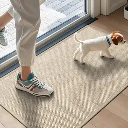 LEKEEPGO rutschfeste Fussmatte für Innen 43 x 75 cm - waschbar und saugfähig, khaki