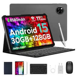 DOOGEE Tab A9 Pro+ Android 15 Tablet 11 Zoll mit Tastatur, 30GB RAM, 128GB ROM, 8580mAh, Maus, Stift und Hülle