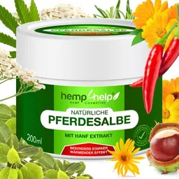 Wärmesalbe für Pferde - Extra Stark mit Bio-Hanf & 25 Kräuterextrakten - Vegan & pflanzlich für Gelenke, Muskeln & Rücken