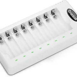 Granicell 8-Slot Akku Ladegerät für AA & AAA NI-MH Batterien, Schnellladegerät mit Schutz, Universal Batterielader