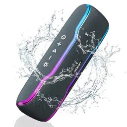 TECKNET Bluetooth Lautsprecher, 30W tragbare Musikbox mit Licht und IPX7 Wasserdichtigkeit für Outdoor Parties, Schwarz