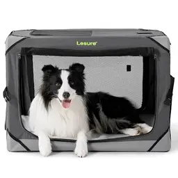 Lesure Faltbare Hundebox, Transportbox für kleine und große Hunde, Atmungsaktiv, Grau