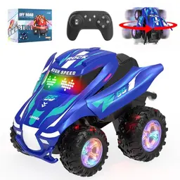 Ferngesteuertes Auto mit Licht und Musik, All-Terrain Drift Stunt Car für Kinder, RC Spielzeug (Blau)