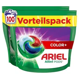 Ariel Waschmittel Pods All-in-1, 100 Waschladungen, Color+, effektive Fleckentfernung