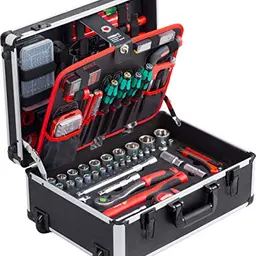 Meister Werkzeugtrolley 238-teilig mit Knipex & Wera - Profi Werkzeugkoffer auf Rollen