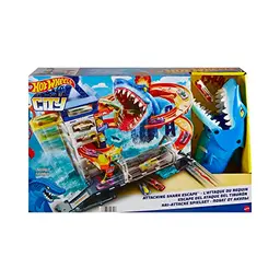 Hot Wheels City Hai-Angriff Spielset mit Auto - Kombinierbar mit anderen Sets, für Kinder ab 4 Jahren