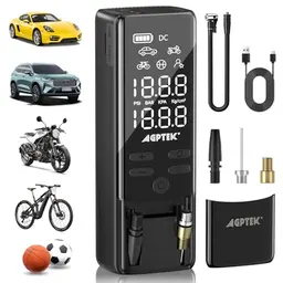 AGPTEK Kabellose Luftpumpe 150PSI - Wiederaufladbare Pumpe für Autos, Fahrräder & Bälle mit LED