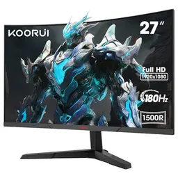 KOORUI 27 Zoll Curved Gaming Monitor, 180Hz FHD, Adaptive Sync, HDMI 2.0/DP 1.2, Schwarz