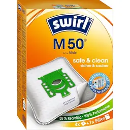 Swirl M 50 EcoPor Staubsaugerbeutel (4 Stück) - Reißfest, 99,9 % Filtration von Hausstaub & Allergenen