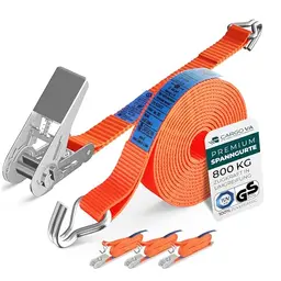 CargoVA® Robuste Spanngurte 800kg mit Ratsche [4er Set] - TÜV/GS Zertifiziert - Vielseitig Einsetzbar [6M]