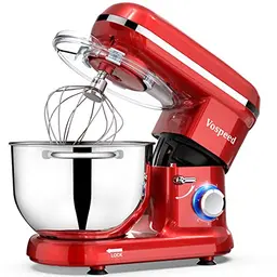 Vospeed Küchenmaschine 6 Geschwindigkeiten 6.2QT Schüssel, Rührbesen & Schneebesen (Rot)