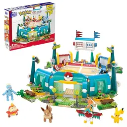 Pokémon Actionfigur-Set mit 1101 Teilen, Trainingsarena und 5 beweglichen Figuren für Kinder