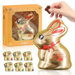 60g Kinderschokolade Osterhasenform mit Geschenkbox - Pralinen für Erwachsene und Kinder