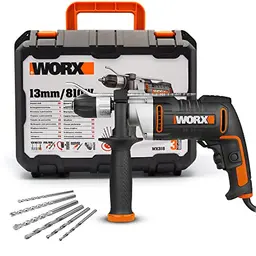 WORX WX318 Schlagbohrmaschine 810W mit Metallgehäuse und Drehzahlregulierung – Exaktes Bohren in Holz, Beton & Stahl