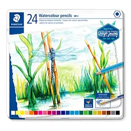 STAEDTLER 14610C M24 Buntstift im Metalletui mit 24 leuchtenden Farben für Aquarelleffekte