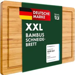 Blumtal XXL Schneidebrett aus 100% Bambus - Antibakteriell mit Saftrille - 45x30cm