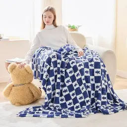 EMME Kuscheldecke Sherpa - Weiche, warme Decke für Sofa und Couch, Marineblau, 130 x 150 cm