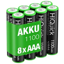 HiQuick AAA Akkus, 1100mAh wiederaufladbar, 8er Pack