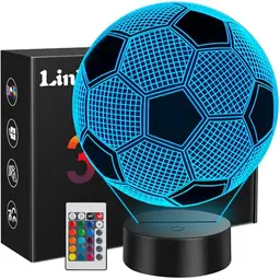 Linkax Fußball Nachtlicht für Kinder, 3D Optische Täuschung Lampe, 16 Farbwechsel, Geschenkidee für Jungen und Mädchen