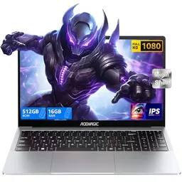 ACEMAGIC 15,6 Zoll FHD Laptop, 16 GB RAM, 512 GB SSD, Intel Quad-Core, Leicht, WiFi, Bluetooth 5.0, USB-C, HDMI (Silber)