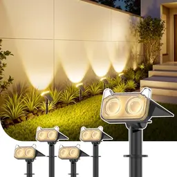 GEARLITE Solarlampen für Außen - 4 Stück, Warmweiß 3500K, Wasserdichte Gartenleuchten, 2 Helligkeitsmodi für Deko und Wege