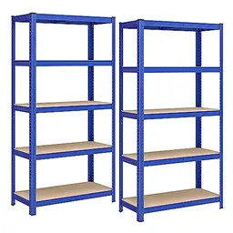 SONGMICS Schwerlastregal, 2er Set, 40x90x180 cm, blau, mit 5 verstellbaren Ablagen, jeweils bis 875 kg belastbar
