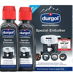 durgol Swiss Espresso Spezial-Entkalker für Kaffeemaschinen – Einfache Reinigung ohne Rückstände – 2x125ml