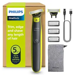 PHILIPS OneBlade 360 - elektrischer Rasierer & Trimmer mit 2 Klingen und 3 Trimmaufsätzen, für Nass- und Trockenrasur