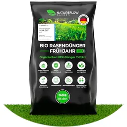 Bio Rasendünger Frühjahr - Organischer Dünger für gesunden Boden und sattgrünen Rasen - 10,5kg