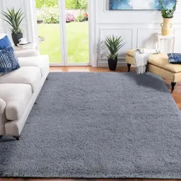 Hochflor Teppich für Wohnzimmer und Schlafzimmer, flauschig und waschbar, 160x230 cm, Grau