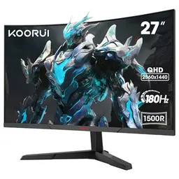 KOORUI 27 Zoll Gaming Monitor, QHD 2560x1440, 180Hz, 1ms, ultradünne Blende, neigbar, HDMI/DP