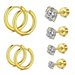 Longita Conch Piercing Ring mit Cubic Zirkonia aus Chirurgenstahl - Gold, 12g