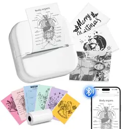 Memoking Mini Bluetooth Drucker für Smartphone – Kinder Drucker, Sofortbild, mit Aufkleberpapier, Geschenk für Jungen & Mädchen 6–18 Jahre