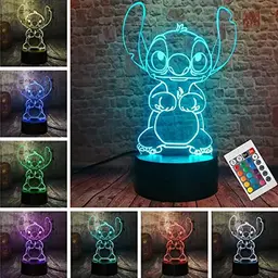 ZTZK Stitch Lampe - 3D LED Nachtlicht mit Fernbedienung, 16 Farben, ideal für Weihnachten & Kinderzimmer Dekoration