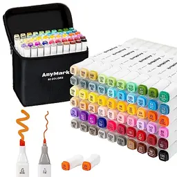 AnyMark Alkoholmarker Set, 60 Farben, Twin Tip Künstlerstifte zum Zeichnen und Ausmalen