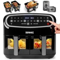 Duronic AF34 BK Heißluftfritteuse XXL mit 2 Kammern für knusprige Pommes