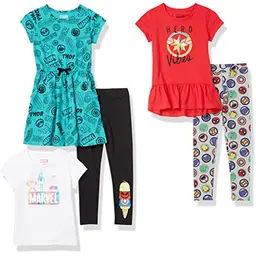 Amazon Essentials Mädchen Outfit-Set, 5er-Pack, Disney und Marvel, für 2 Jahre
