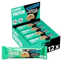 Corny Protein Riegel Vanilla & White Choc, 30% Protein, ohne Zuckerzusatz, 12x45g