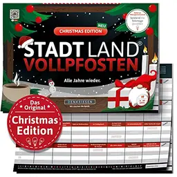 DENKRIESEN Stadt Land VOLLPFOSTEN® Christmas Edition - Familienspiel für alle ab 9 Jahren, Weihnachtsspiel, Adventskalenderfüllung, Wichtelgeschenk