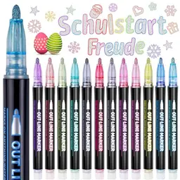 Lenski Glitzerstifte Set mit 12 Metallic-Gelstiften für Kinder, ideal als Einschulungsgeschenk für Mädchen, Basteln und Kreativität