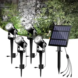 T-SUNUS Solar Gartenstrahler, wasserdicht, 2 Helligkeitsmodi, Auto ON/OFF für Garten, Hof und Gehweg