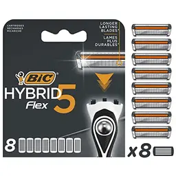 BIC Hybrid 5 Flex Rasierklingen für Herren, 8er Nachfüllpack