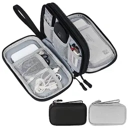 Skycase Kabeltasche Organizer, 2 Stück, klein für elektronische Accessoires, Schwarz und Grau, 8.3"x5"x2.6"
