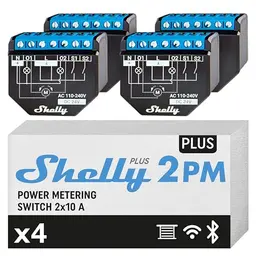 Shelly Plus 2 PM - Smart Wlan Relais Schalter für Rolläden mit Stromverbrauchsmessung (4er Pack)