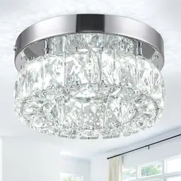 LEONTYNE Kristall LED Deckenleuchte Rund 16W | 20cm Ø für Küche, Flur & Eingangsbereich
