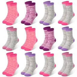 ZERULETS Kinder Socken Baumwolle Sneaker Crew Schulsocken Gestreift 12 Paare 1-3 Jahre (5 Farben)