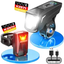 TECHCYC Fahrradlicht Set, USB aufladbar, IPX6 wasserdicht, StVZO zugelassen, LED Beleuchtung mit Sensor