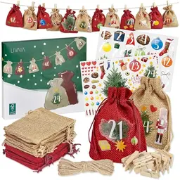 DIY Jute Adventskalender zum Befüllen 2025 mit Beuteln und Stickern