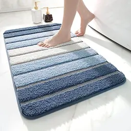 DEXI Rutschfester Badezimmerteppich 40 x 60 cm - Weiche, saugfähige Badematte für Badezimmer, Blau