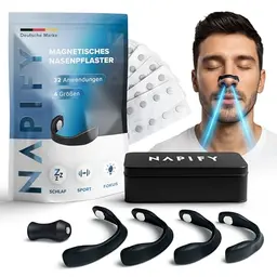 Nasenpflaster Magnet gegen Schnarchen, 32 Tage, stark klebend, für freies Atmen, Sport & bessere Konzentration